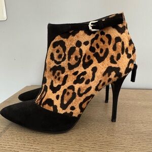 Leopard Print Stiletto Ankle Boots size 7